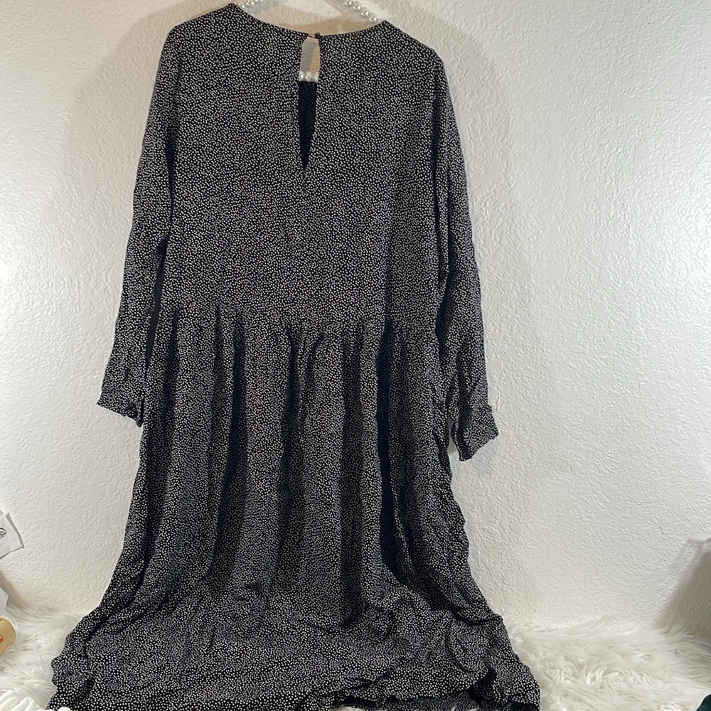 H&M Black & White Polka Dot Cottagecore Long Sleeve Flowy Dress Size Small - Picture 4 of 8